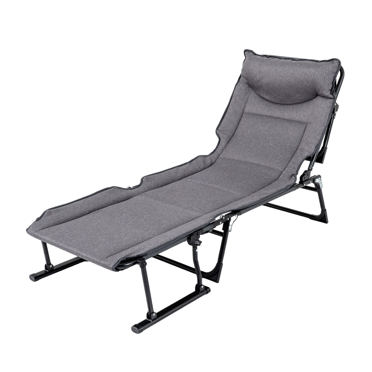 Gray 3 in 1 Camping Cot Sofa Chair Bed Foldable Adjustable Reclining Lounge